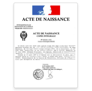 France Acte de Naissance Processing