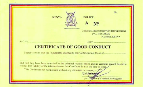 Certificate of Good Conduct Processing