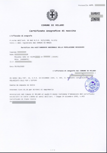 Italy Certificato di Nascita Processing