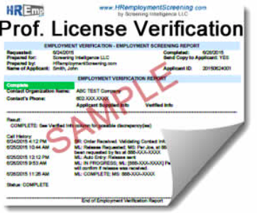 Professional License Verification